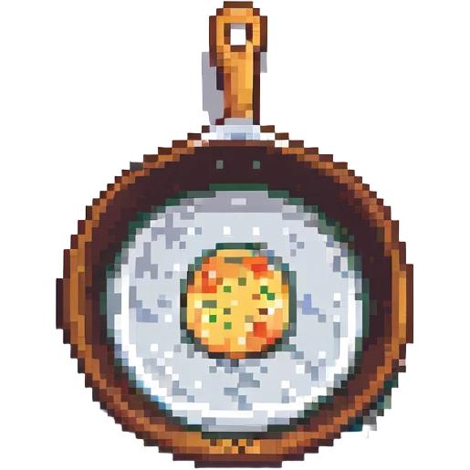 frying pan, retro video game look emoji