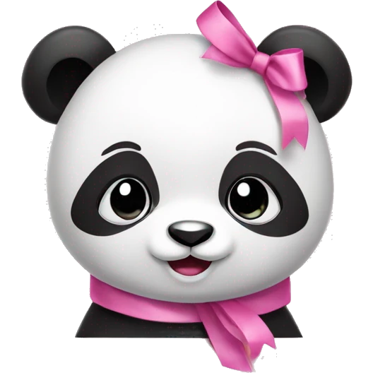 Cute panda with pink ribbon emoji