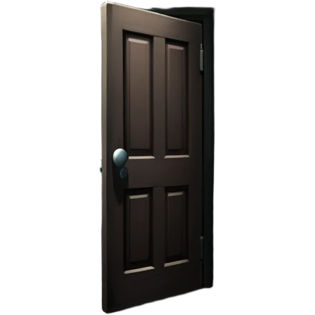 An icon showing a dark, eerie environment with ominous shadows, inspired by horror games like Resident Evil. The design includes a dimly lit corridor, a creepy door slightly ajar, and a silhouette lurking in the background. A sense of suspense and fear is conveyed. Transparent background. emoji