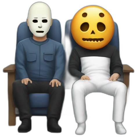 Pinhead and Michael Myers watching a movie emoji