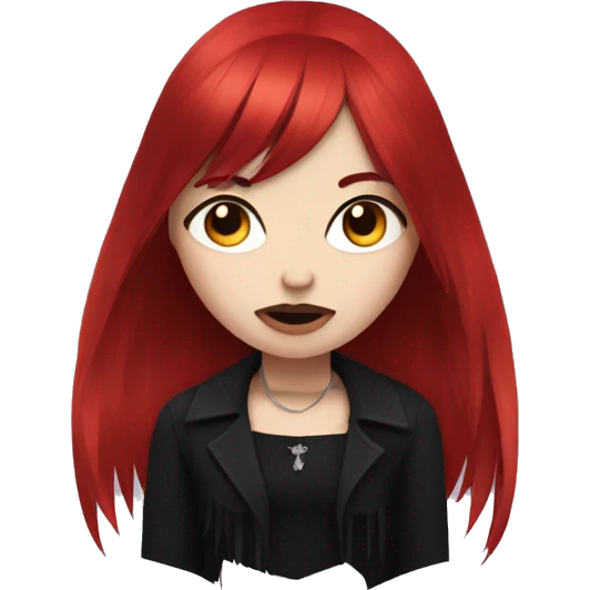 goth woman with red hair and v shaped fringe emoji