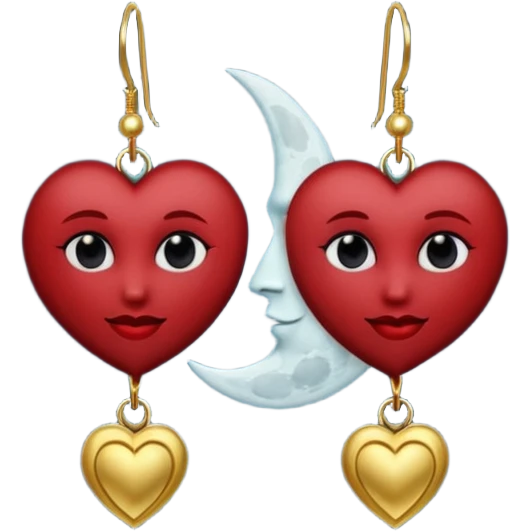 heart with a gothic moon earring emoji