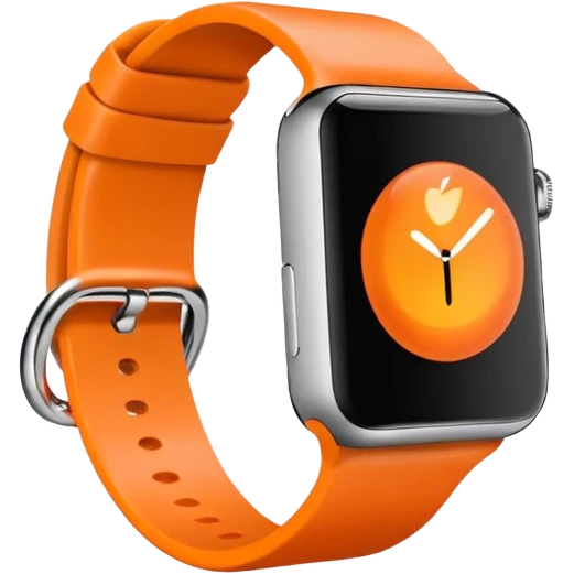 a orange apple watch with fitness rings in the style of an ios emoji  emoji
