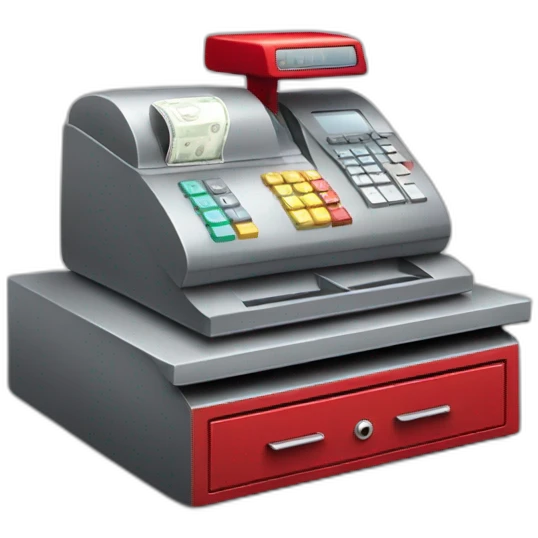 gray cash register red handle emoji