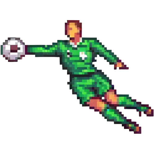 pixel art football player goalkeeper diving with simple background emoji