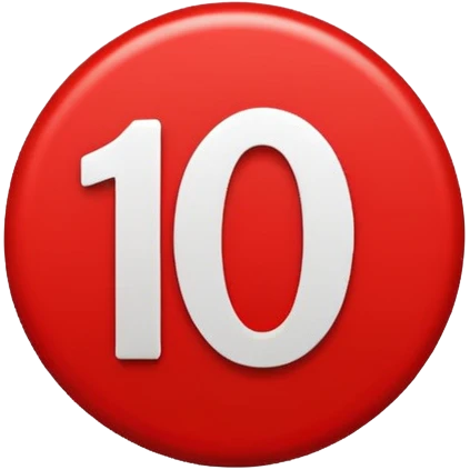 make a circle with a red number 10 in it, and make the numbers themselves red emoji