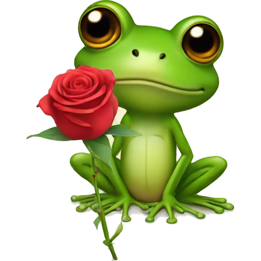 frog holds a rose emoji