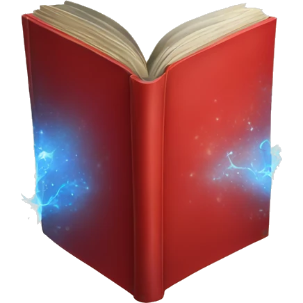 Red powerful Book with magic emoji