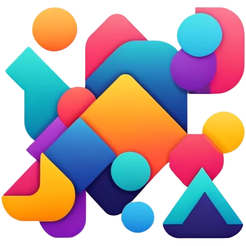 framed digital artwork with abstract vector shapes inside emoji