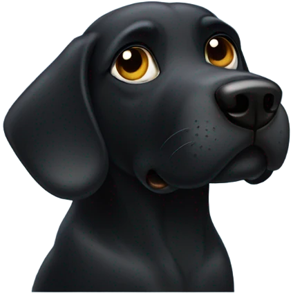 Black dog, watching the Super Bowl with his ears, standing straight up emoji