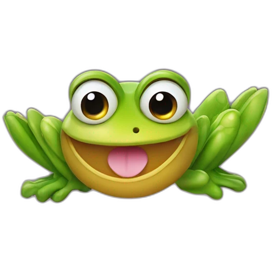 planet Venus with a cartoon smiling frog face with smiling eyes emoji