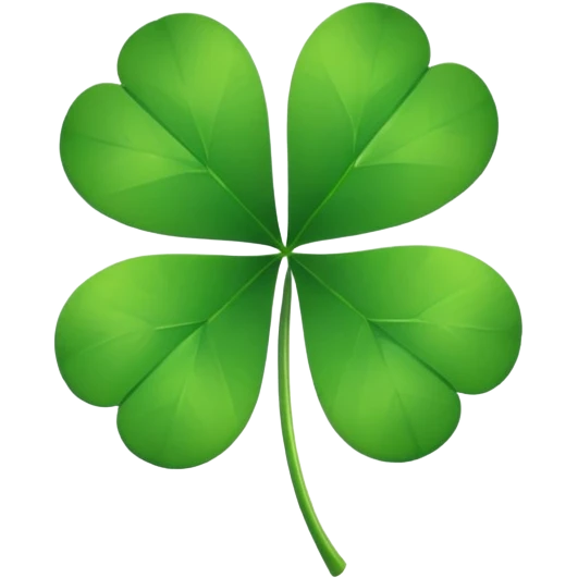 Emoji 🍀 con una letra V pequeña en su medio emoji