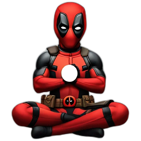 Deadpool doing a meditation emoji