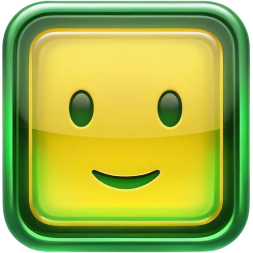 A glowing neon square in shades of yellow and green, transparent background emoji