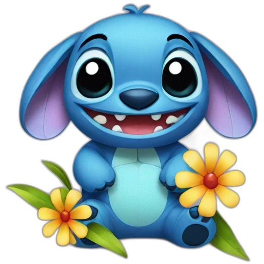 Stich with flower emoji