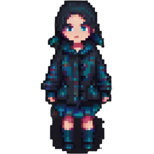 girl feeling cold, pixel art style emoji