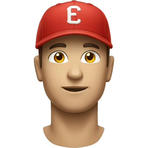 single red baseball cap with a C emoji