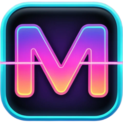 A neon, cyberfunk app logo, square, with the text "yyy". No borders, very subtle grid in the back emoji