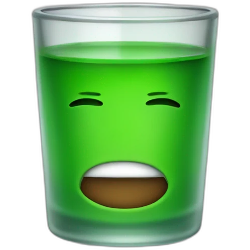 small shotglass with green contents and no face emoji