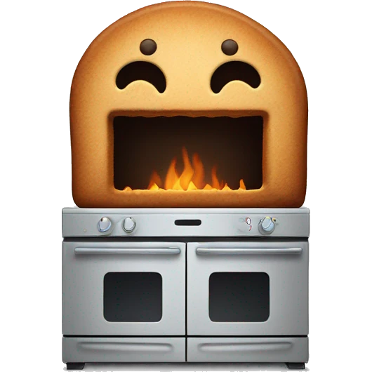 Oven with scared gingerbread man body inside emoji