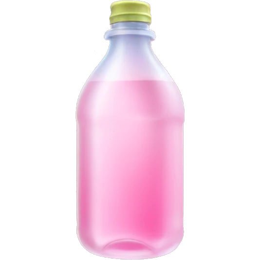 plastic bottle with crystaline pink liquid emoji