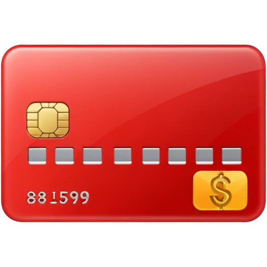 red debit card, shiny, rounded emoji
