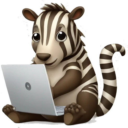 zebra as beaver with laptop emoji