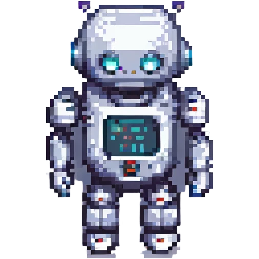 pixel art robot, retro video game style emoji