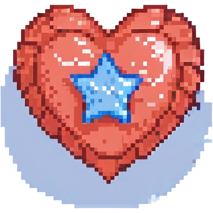 A red heart with a blue star inside emoji