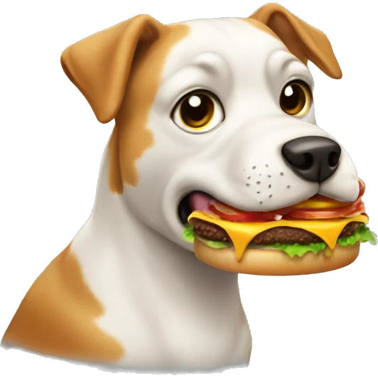 Dog eating hamburger emoji