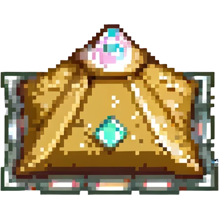 Convert the diamond samosa image to pixel art style with a shining border around it. Keep the background transparent. emoji