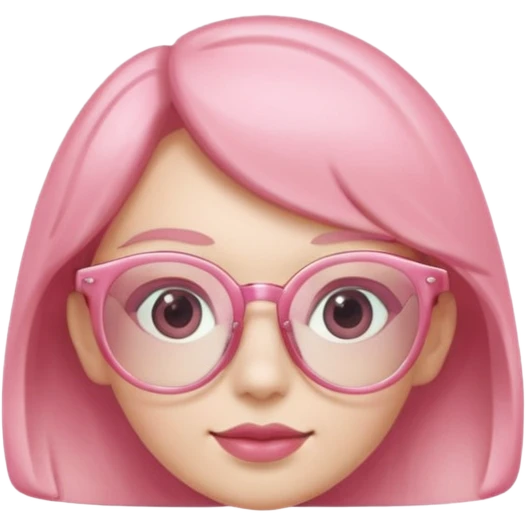 A 3D cartoon rose-pink spectacle with glossy curved frames and soft reflections, feminine Memoji-style rendering., negaive  characters emoji