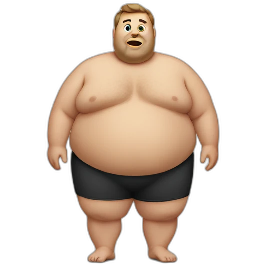 very fat guy with body emoji