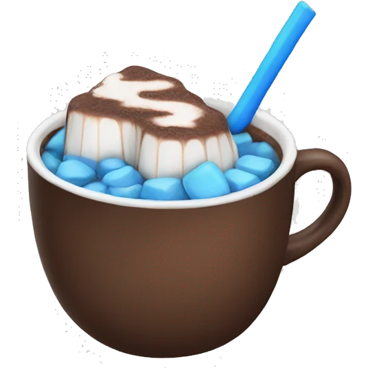Hot chocolate with blue marshmallows emoji