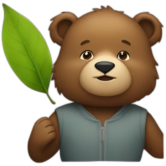 Bear as Adam with a Leaf emoji