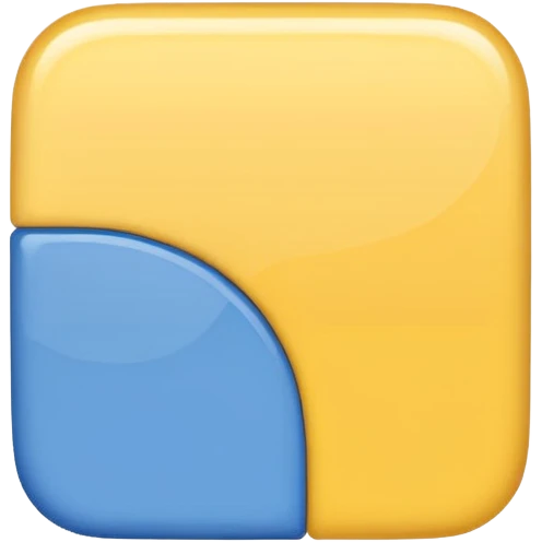 A emoji of a square ⬜ but half blue 🟦 and half yellow 🟨 emoji