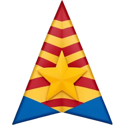 minimalistic Catalonian estelada flag emoji focusing on blue triangle, white star, alternating red and yellow stripes emoji