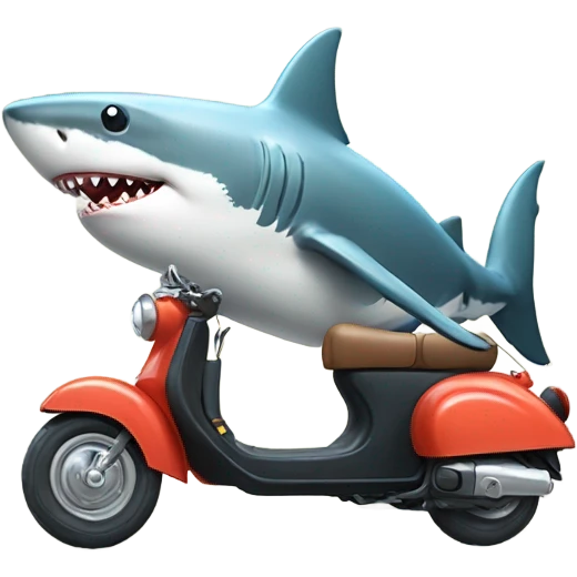 a shark riding a scooter on the ocean emoji