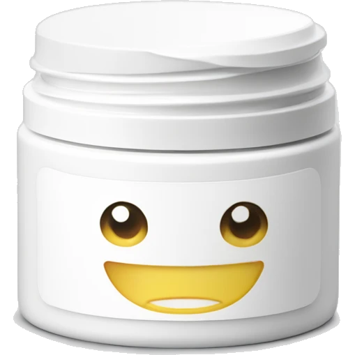 body moisturizer cream pot with label emoji