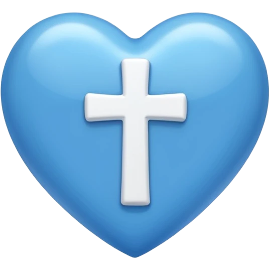 blue heart with christian simple cross emoji