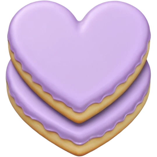 Realistic shortbread cookie in the shape of a heart with pale lilac emoji