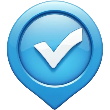 Bright blue verified badge, white checkmark, clean icon, transparent background --ar 1:1 emoji