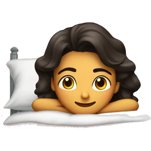 Chica morena viendo una serie en su cama emoji