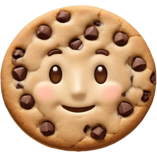 {
    "type": "object",
    "look": "chocolate chip cookie man, round chips, baked surface, front view",
    "description": "a cookie man made of chocolate chip dough, with visible chips and soft edges"
  } emoji