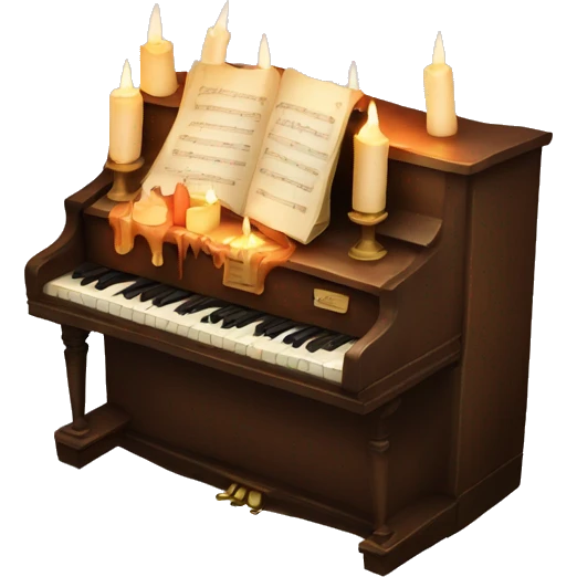 vintage piano with melted candles on top emoji