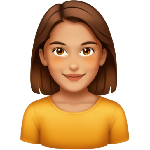 Brown hair, brown eyes, tan skin, pretty girl ￼ emoji