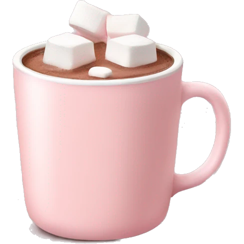 Light Pink mug of hot chocolate with marshmallows  emoji