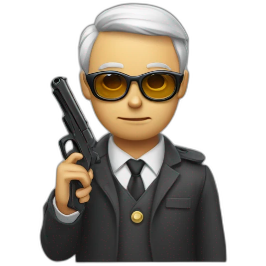 Un mec chauve à lunettes avec un Gun emoji