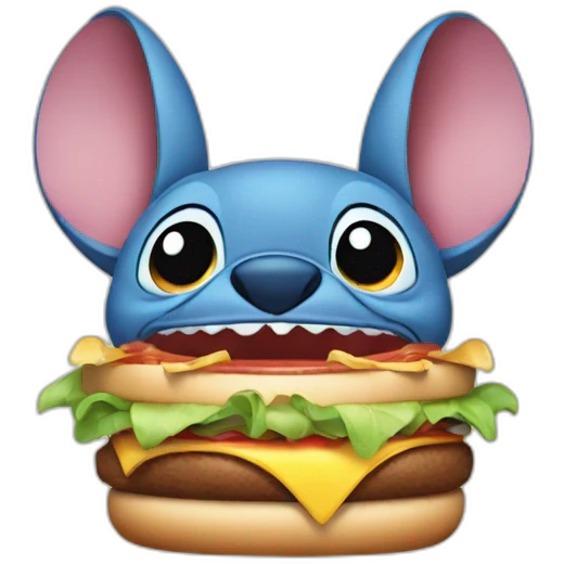 Stitch from lilo eating burger emoji