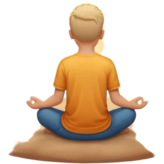 Tiny emoji-style man sitting alone from behind, hands on the ground for support, watching sunset, warm soft sky, minimal and peaceful.” 🌇 emoji